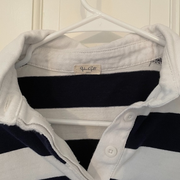 John Craft Navy and White Stripped Collared Top - Picture 3 of 3